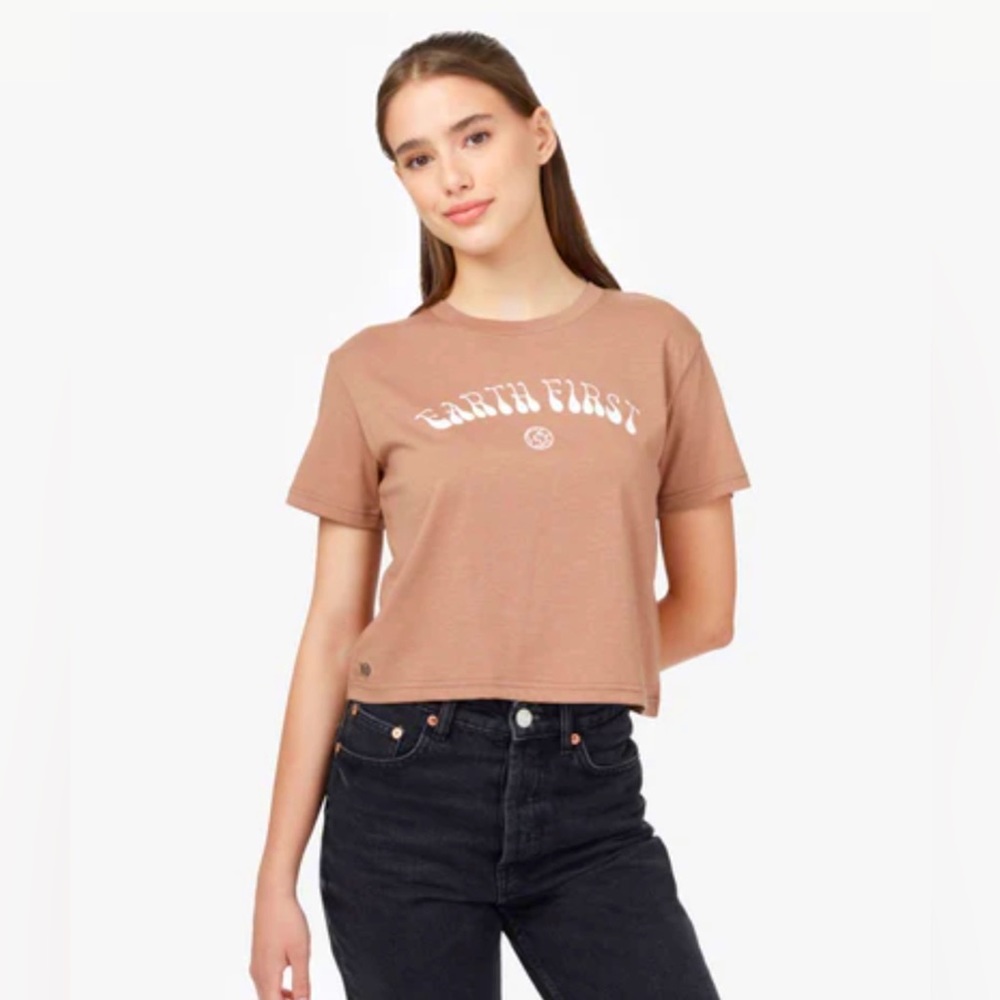 Cropped T-shirt Earth First XL, mushroom color